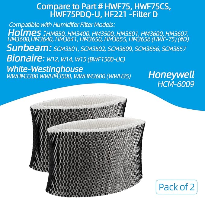 ANTOBLE Humidifier Filters Replacements for Holmes HWF72 HWF75 HWF75CS HWF75PDQ-U; Sunbeam SCM3501 SCM3502 SCM3656 SCM3657 SCM3609P Humidifier - 2 Pack - Image 4