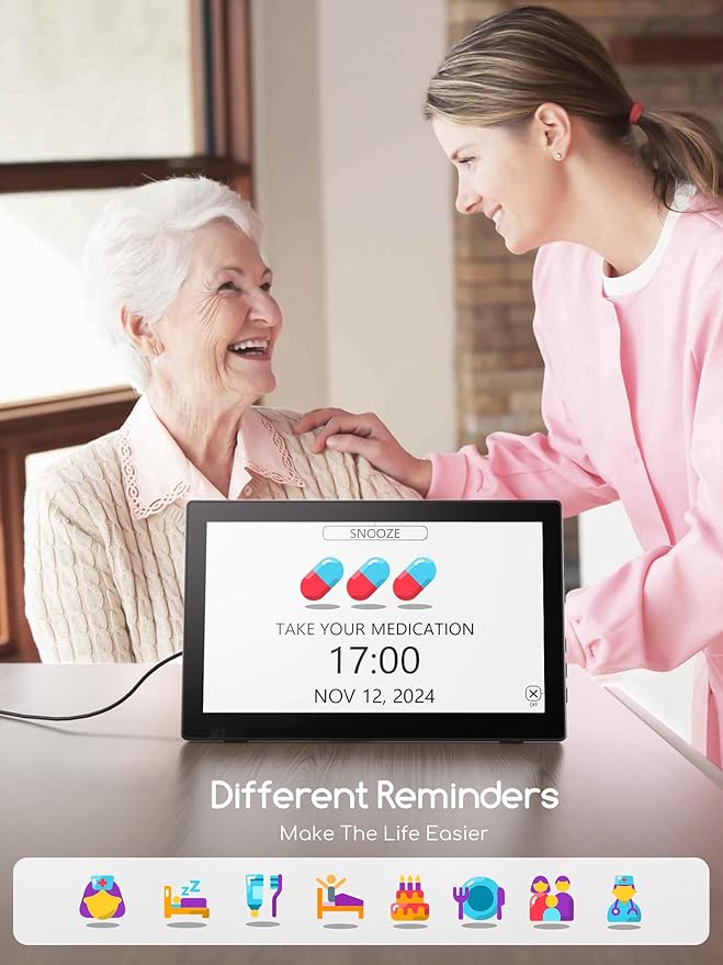 Raynic Digital Clock, Large Display Calendar Clock with 12 Themes, 20 Alarms, 20 Reminders, Auto Dimming, 12/24 Hours, Indoor Temperature, Humidity for Seniors, Desk - Image 5