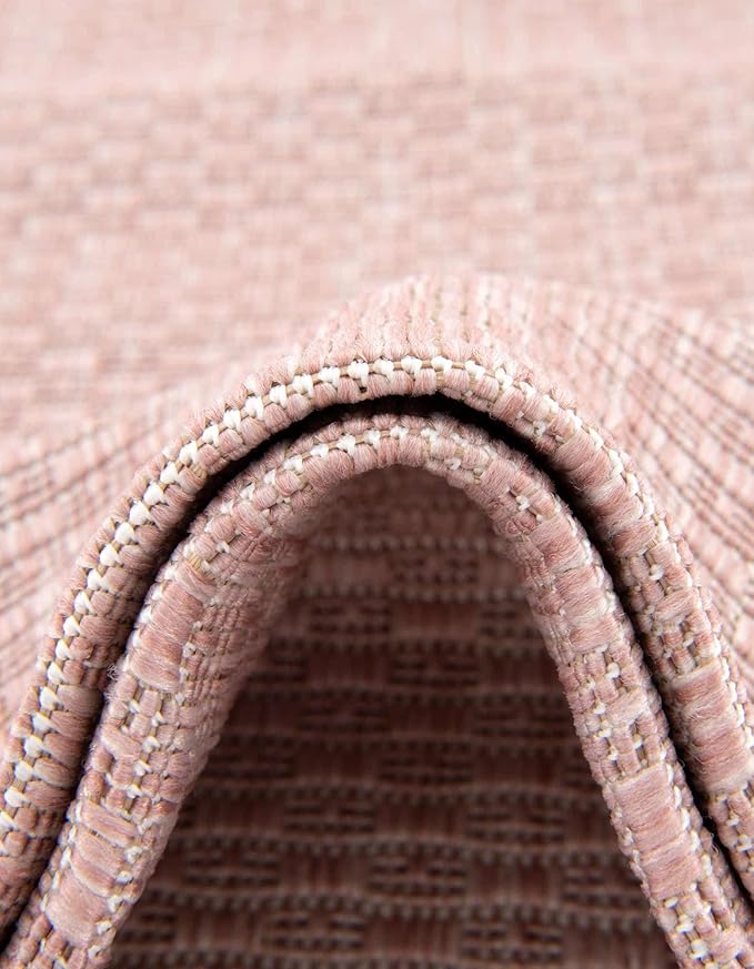 Unique Loom Collection Casual Transitional Solid Heathered Indoor/Outdoor Flatweave Area Rug (7' 10" x 11' Rectangle, Whisper Pink/Ivory) - Image 7