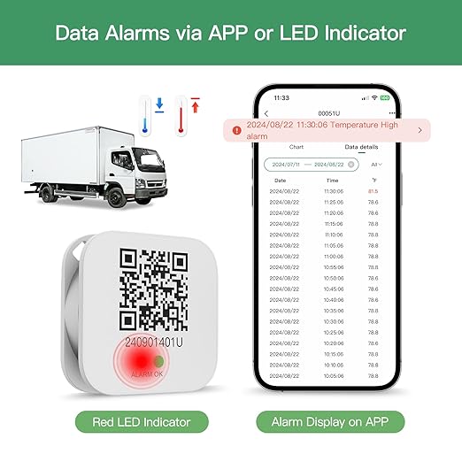 Freshliance Bluetooth Temperature Data Logger Thermometer with LED Display and Replaceable Battary, Auto Data Graphing Analysis and Multi-User Data Sharing, Location Information via APP BlueTag T100 - Image 6