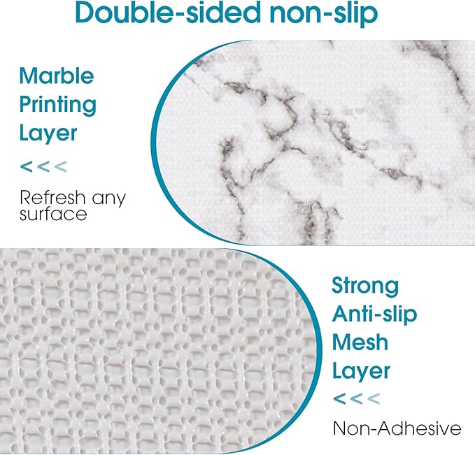 Coavas Extra Grip Thickened Shelf and Drawer Liner - Non-Adhesive Non-Slip Waterproof Mats for Kitchen Cabinets, Drawers, Shelves, Dresser & Cupboard, Easy Cut DIY (Marble, 24IN x 20FT) - Image 7