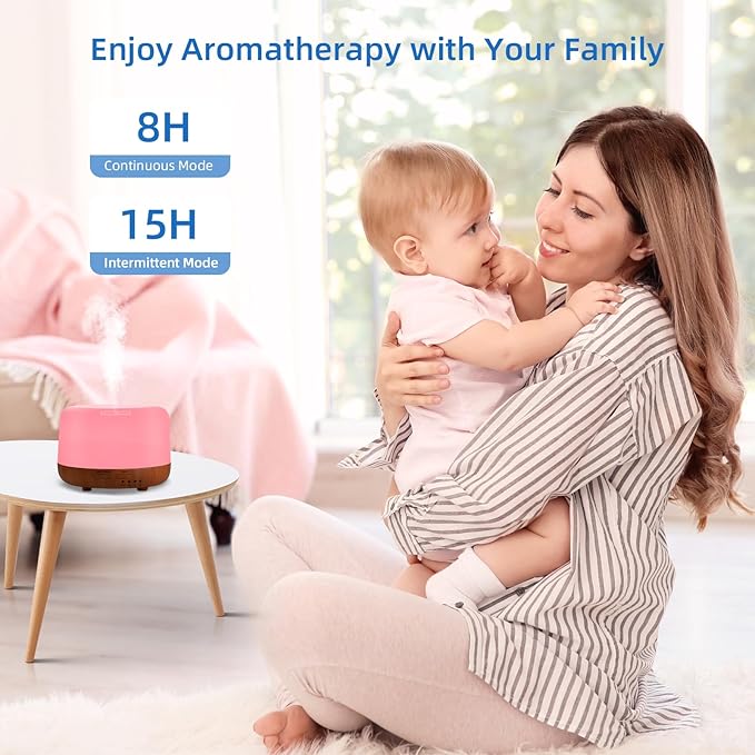 300ML Essential Oil Diffuser Aromatherapy Diffuser, Quiet 8 Hours Operation, 7-Color LED Light, 4 Timer, Remote Control, Auto-Off, Easy to Clean, for Bedroom, Living Room, Office, Home Gifts - Image 4