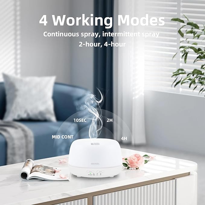 300ML Essential Oil Diffuser with Remote Control, Aromatherapy Diffuser with 7-Color Changing LED Light for Small Rooms, Office, and Home - Image 6