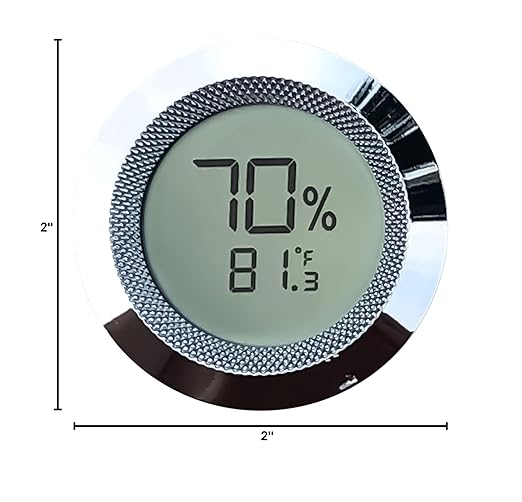Prestige Import Group Round 2" Digital Hygrometer Thermometer for Cigar Humidors - Silver - 1 Piece - Image 5