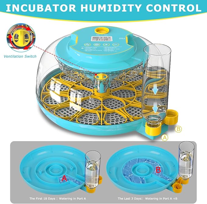 Incubators for Hatching Eggs, 18 Eggs Incubator with Automatic Egg Turning and Temperature Humidity Control, Egg Candler with 360° Viewing for Home, Farm, Classroom, Hatching Chicken, Duck,Quail,Goose - Image 3