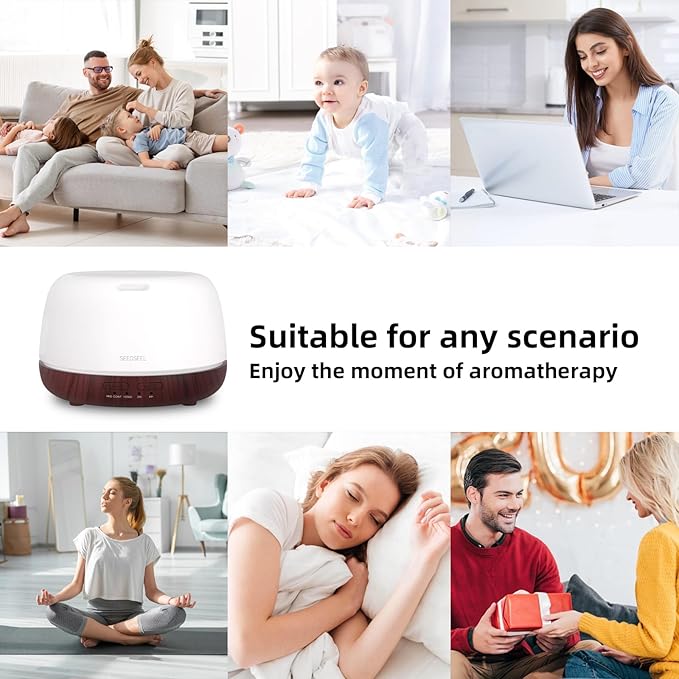 300ML Essential Oil Diffuser,Aromatherapy Diffuser with Remote Control, 7-Color LED Light and 4 Timers,Quiet Auto-Off for Bedroom, Home,Office - Image 5