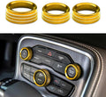 3PCS Air Conditioner Switch Button Knob Cover, Auto Accessories Climate Control Knob Covers, Aluminum Alloy Knob Ring Trim Cover Compatible with Dodge Challenger Durango 2015-2022 (Gold) by Unknown