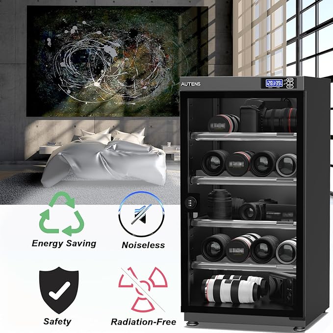 AUTENS Dehumidifying Dry Cabinet Box with Combination Lock,Digital Control Noiseless and Energy Saving,for Camera Lens,Electronic Equipment,Collectibles Storage,Temperature Humidity LED Screen (80L) - Image 3