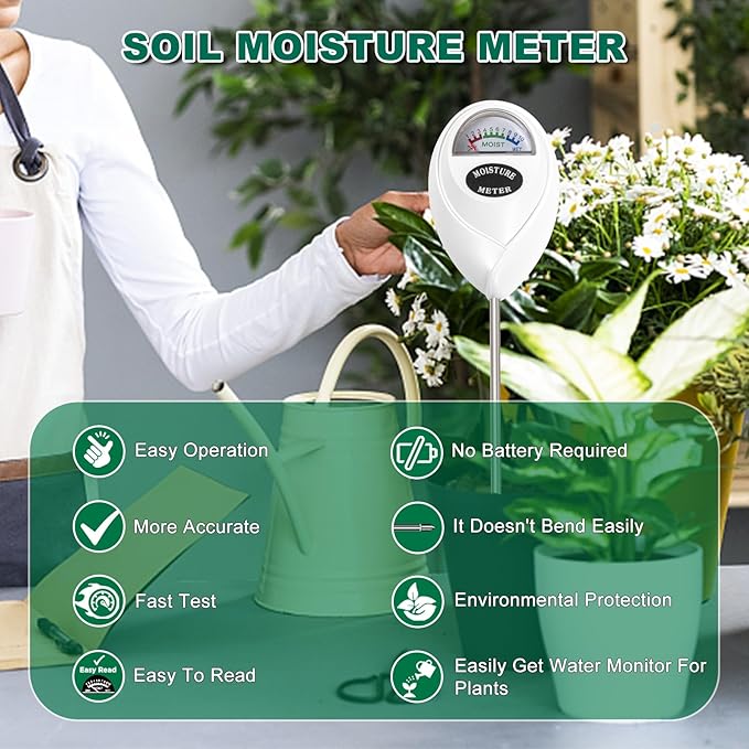SZHLUX Soil Moisture Meter, Plant Water Monitor, Soil Hygrometer Sensor for Plant Care, Great for Gardening, Lawn, Farm, Indoor & Outdoor (Plant Gifts for Gardeners) 10.23inch, White - Image 5