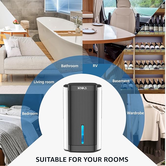 Dehumidifier,95 OZ Water Tank, (1000 sq. ft) Quiet Dehumidifier for Basement, Bathroom, RV, Closet, Bedroom with Auto Shut Off, Sleep Mode,7 Colors LED Light, Dehumidifiers for Home (White/Black) - Image 9