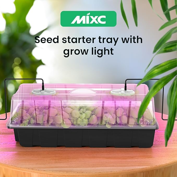 MIXC Seed Starter Tray with Lights, 2 Packs Mini Propagator Plant Grow Kit Greenhouse with Humidity Vented Domes and Base for Seeds Starting, Black - Image 7