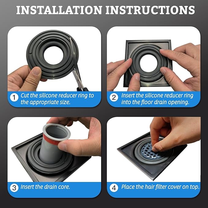 Odor-Proof Shower Drain Plug - Backflow Preventer with Magnetic Closure Valve, Hair Catcher, and Silicone Reducer Ring, Fits 1.9''-3.9'' ID Drains, Sewers, and Pipes - Image 6