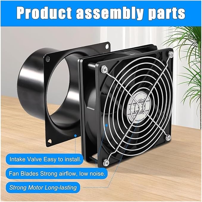 Exhaust Fan, For Bathroom, Toilet, Kitchen, Greenhouse 12V 100Mm Extractor Fan, 3000 RPM Pipe With Speed Control for Greenhouse, Basement - Image 2