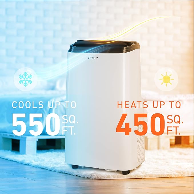 Coby CBPAC815H 4-in-1 AC Unit, Heater, Dehumidifier & Fan, 12,000 BTUs Portable-air-conditioners, White - Image 3