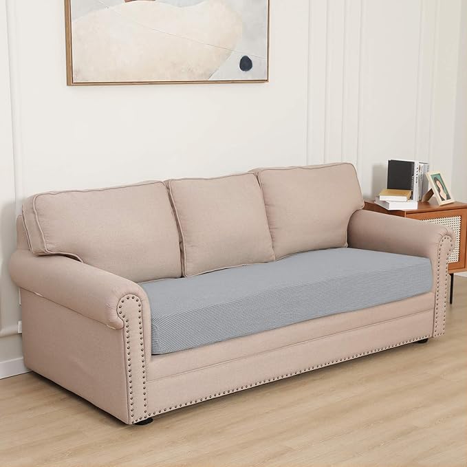 Easy-Going Stretch Cushion Cover Sofa Cushion Furniture Protector Sofa Seat Sofa Slipcover Sofa Cover Soft Flexibility with Elastic Bottom(Oversized Sofa Cushion, Silver Gray) - Image 2