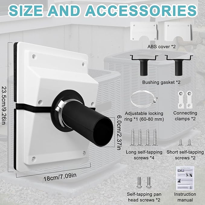 HVAC Wall Penetration and Duct Kit Cover, Split Air Conditioning Duct Kit Wall Cover, Easy to Install HVAC Wall Penetration for Indoor and Outdoor Air Conditioning Systems(White) - Image 2