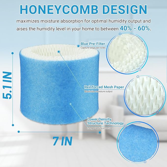 Lemige 6 Pack Upgraded HAC-504 Humidifier Filters for Honeywell Humidifier HAC-504, HAC-504AW, HAC504V1, HCM350, HCM-350W, HCM-300T, HCM-315T, HCM-600, HCM-710, Replacement Filter A - Image 7