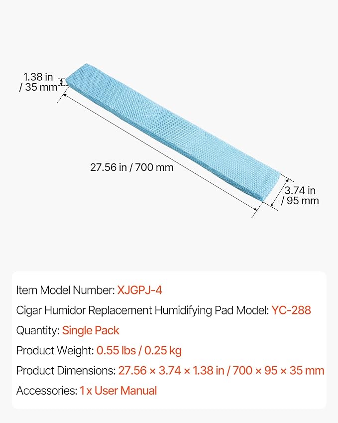 VEVOR Humidifier Replacement Filter, Single Pack Humidifying Pad Compatible with YC-288 Cigar Humidor Water Tank, 3D Multi-Layer Honeycomb Mesh, Cigar Flavor Preservation, Cut-to-Fit for Your Humidor - Image 7