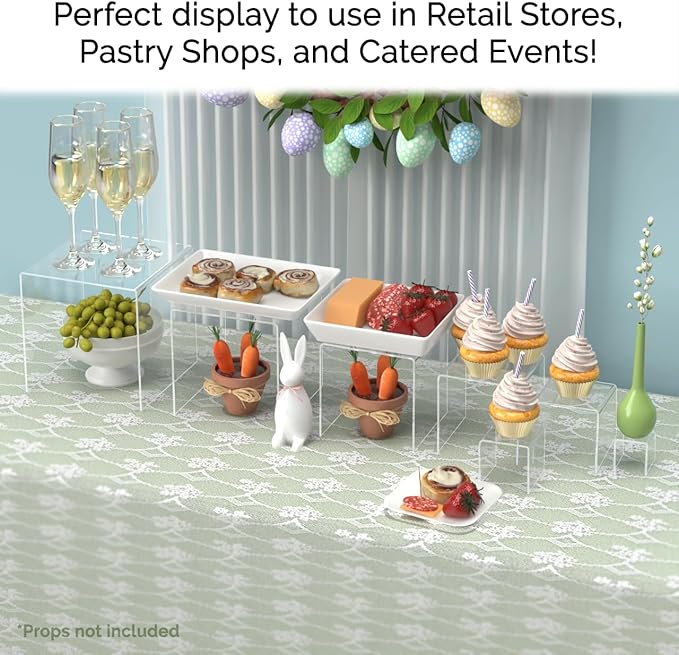 Marketing Holders Acrylic Riser Display Stands 2" Through 8" High 7 Pieces Clear Plastic Countertop Decorative Pedestal Tabletop Showcase for Jewelry Stores and Florists - Image 3