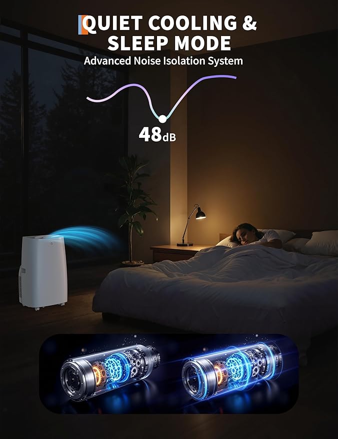 14,000 BTU Portable Air Conditioner with 3-in-1 Function - Cools, Fan, Dehumidifier for Room up to 700 sq.ft, 24H Timer, Remote Control, Ideal for Bedroom and Office - Image 4
