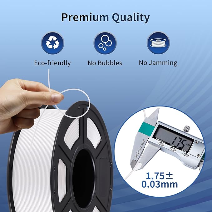 ANYCUBIC Silk Filament, Clog-Free Shiny 3D Printing PLA Filament 1.75mm Dimensional Accuracy +/- 0.03mm, 1KG Spool (2.2 lbs), Silk White - Image 3