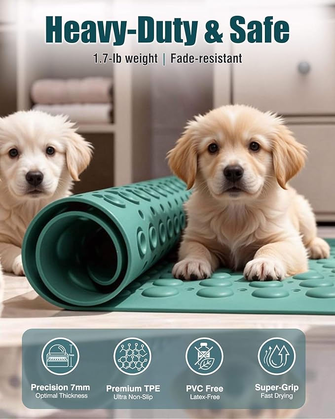 Heavy Duty TPE Bathtub Mat - 166 Suction Cups Non-Slip Shower Mat with Drainage Holes - Durable in-Stall Bath Mat for Daily Use - 28x16 Inches, Smoke Pine Green - Image 4