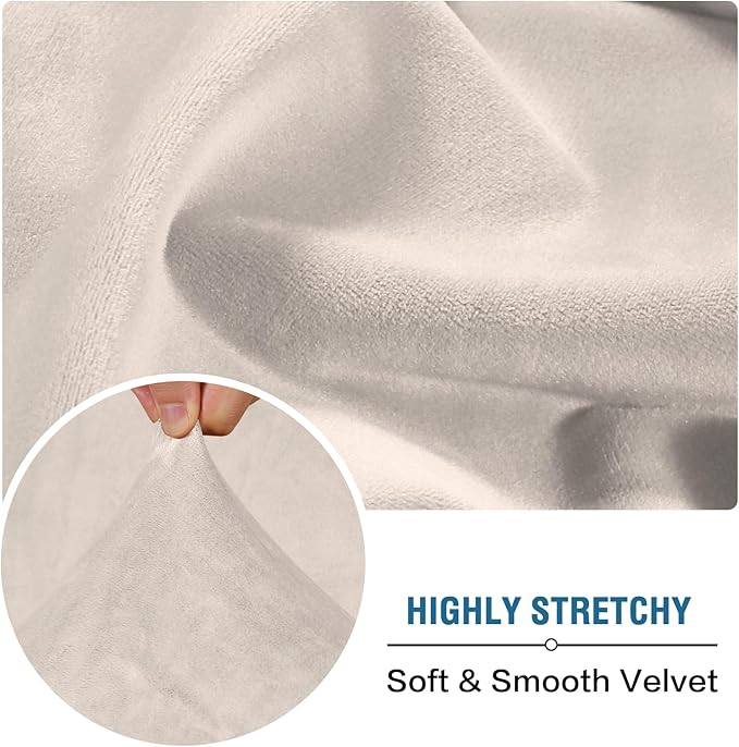 H.VERSAILTEX Velvet Stretch Individual Couch Cushion Cover Plush Cushion Slipcover for Loveseat Sofa Cushion Furniture Protector Seat Cushion Sofa Cover (1 Piece Sofa Cushion Cover, Ivory) - Image 5