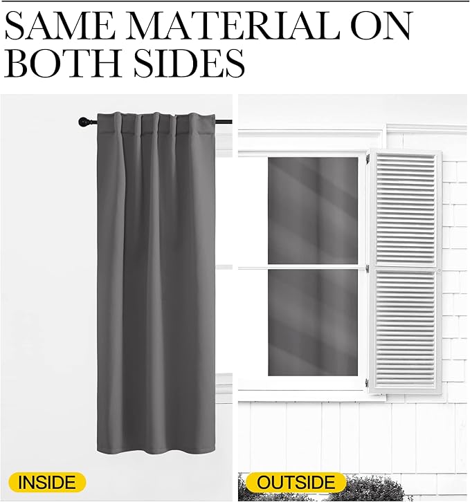NICETOWN Blackout Curtains Shades Window Drapes - (Grey Color) W52 x L90, Double Panels, Blackout Draperies Window Treatment for Living Room - Image 6