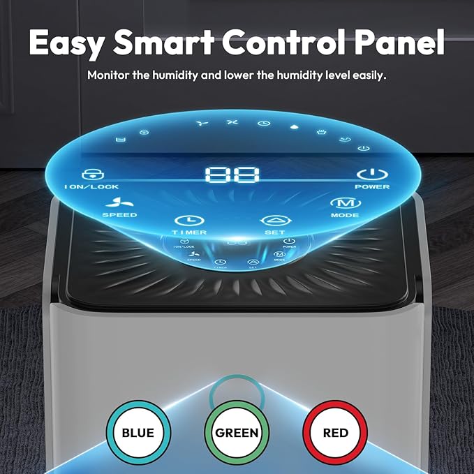 2000 Sq.ft Dehumidifier for Basement, LUKO 30 Pint Dehumidifier with Drain Hose for Continuous Drainage, Intelligent Humidity Control Panel and 24H Timer, 3 Modes, Child Lock, Auto Defrost - Image 2