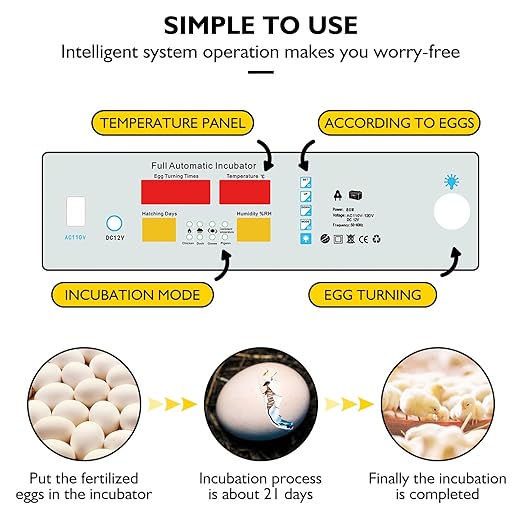 Egg Incubator,Egg Incubator with Automatic Egg Turning and Humidity Control,Poultry Hatcher for Chickens Ducks Birds (128 Eggs) - Image 6