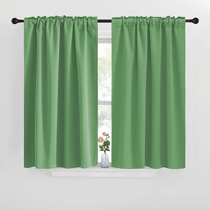NICETOWN Blackout Curtain Panels for Living Room - (Forest Greencolor) 42x36 inch, 2 Panels Set, Room Darkening Blackout Drapes for Window - Image 2