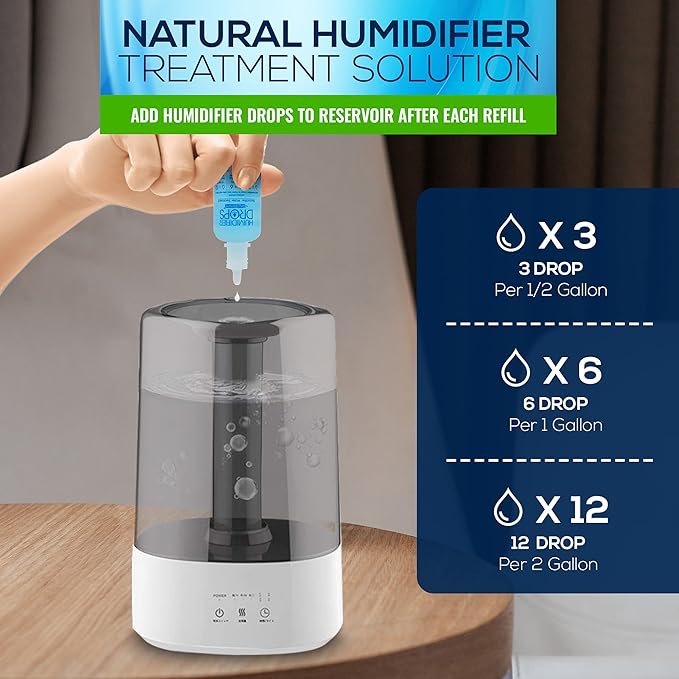 The Original Humidifier Drops - Premium Food Grade Concentrate, Slows Down Residue Accumulation on Surfaces, Minimizes Scaling - Freshens Water in All Humidifier Models, 100+ Day Supply, Made in USA - Image 3