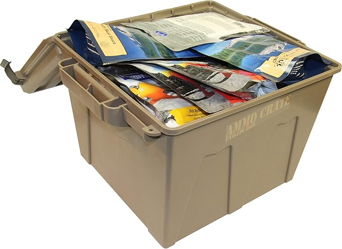 MTM ACR12-72 Ammo Crate Utility Box |Dry Storage of Gear | Carries 100lbs of gear| Stackable, four tie down points | Double padlock tapped for security | Dark Earth - Image 5