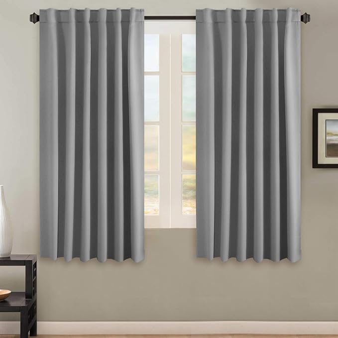 H.VERSAILTEX Blackout Curtains Thermal Insulated Window Treatment Panels Room Darkening Blackout Drapes for Living Room Back Tab/Rod Pocket Bedroom Draperies, 52 x 63 Inch, Grey, 2 Panels by HVERSAILTEX