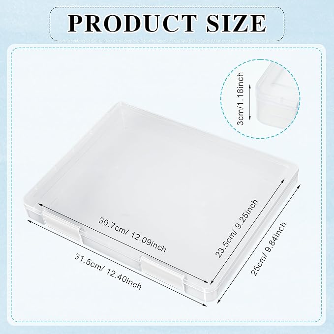 PerKoop 6 Pcs Clear Paper Storage Box A4 Plastic File Box Document Paper Organizer Storage Board Game Project Cases Containers with Buckle for Craft, Magazine(12.4 x 9.84 x 1.18 Inches,White) - Image 2