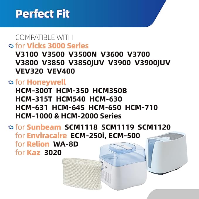 WF2 Humidifier Filter Replacement for Vicks & Kaz Starry Night Cool Mist Humidifier V3500N V3700 V3100 V3900, Fit for Protec PWF2 VEV400 Humidifier Wicking Filters -4 Pack - Image 2
