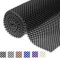 Shelf Liner Drawer Liner Non-Slip Mat Shelves Liners 12" X6.5’ Grid Pattern PVC Non-Adhesive Grip Liner Anti-Slip Mat for Kitchen Cabinets Wire Shelving Pantry Dresser Refrigerator (Black) by L7HWDP