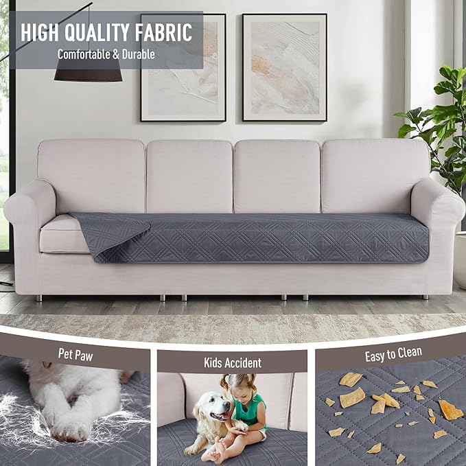 TAOCOCO 100% Waterproof Couch Cushion Cover Reversible Sofa Seat Cover for Dogs Pets Chaise Couch Cover for Sectional Sofa U Shape Couch Furniture Protector Sofa Slipcover(Oversized Sofa, Dark Grey) - Image 4