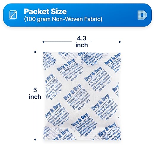 Dry & Dry 100 Gram [2 Packets] Silica Gel Packets Desiccants, Silica Packets - Rechargeable Silica Gel Packs, Desiccants Packets, Silica Gel - Image 6