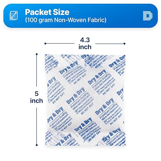 Dry & Dry 100 Gram [100 Packets] Silica Gel Packets Desiccants, Silica Packets - Rechargeable Silica Gel Packs, Desiccants Packets, Silica Gel - Image 6