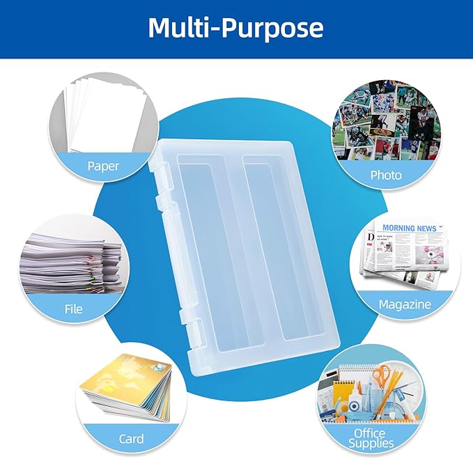 4 Pack Large A4 Paper document Box, Arts Supply Storage Organizer Box Scrapbook Storage Box Crafts Organization Boad Game Storage,Thick Plastic Scrapbook Storage Box for 8.5" x 11" Letter - Image 4