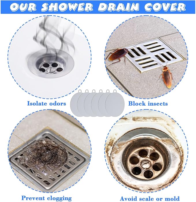 Yinkin 6 Pcs Drain Covers to Keep Bugs Out Silicone Shower Floor Tub Stoppers Bathtub Drain Stoppers Sewer Anti-Odor Mats Deodorizing Plugs for Bathroom(6 x 6 Inch,Round,Grey) - Image 6