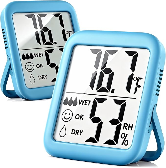 Antonki 2 Pack Room Thermometer for Home, Hygrometer Indoor Humidity Meter Gauge, Digital Temperature and Humidity Sensor Monitor for House, Terrarium, Incubator, Greenhouse - Battery Included by Antonki