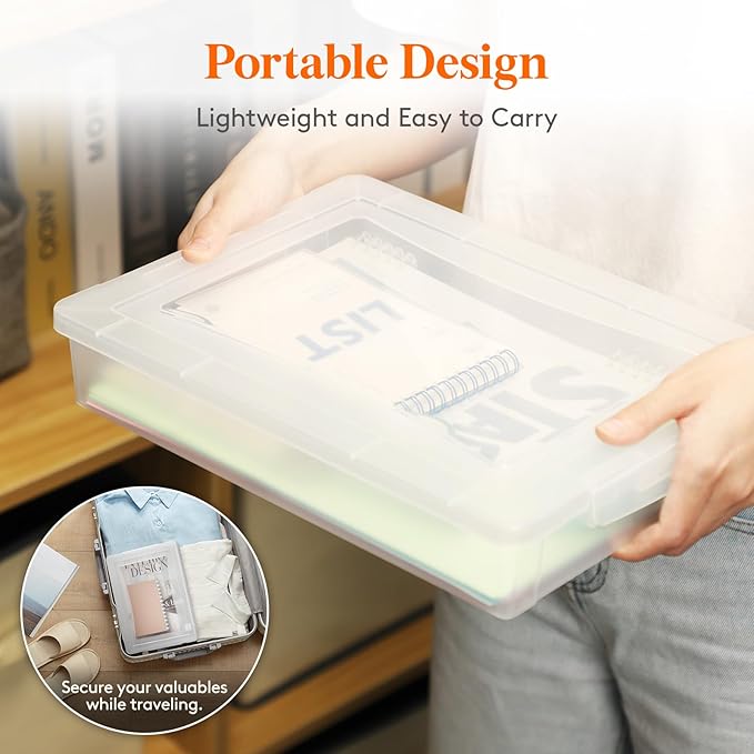 Lifewit 2 Pack Plastic Multi-Purpose Storage Box with Latching Lids, Clear A4 Paper Storage, Classroom Organization, Storage Containers for Board Game, Craft, Document, Magazine, Art Supplies - Image 7