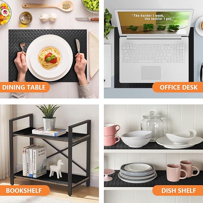 Shelf Liners for Kitchen Cabinets Refrigerator Liners Waterproof & Oil-Proof Kitchen Cupboard Liner Non-Slip Drawer Mats EVA Non Adhesive Fridge Liner for Shelves - Black 17.5 x 78.7 Inch - Image 2
