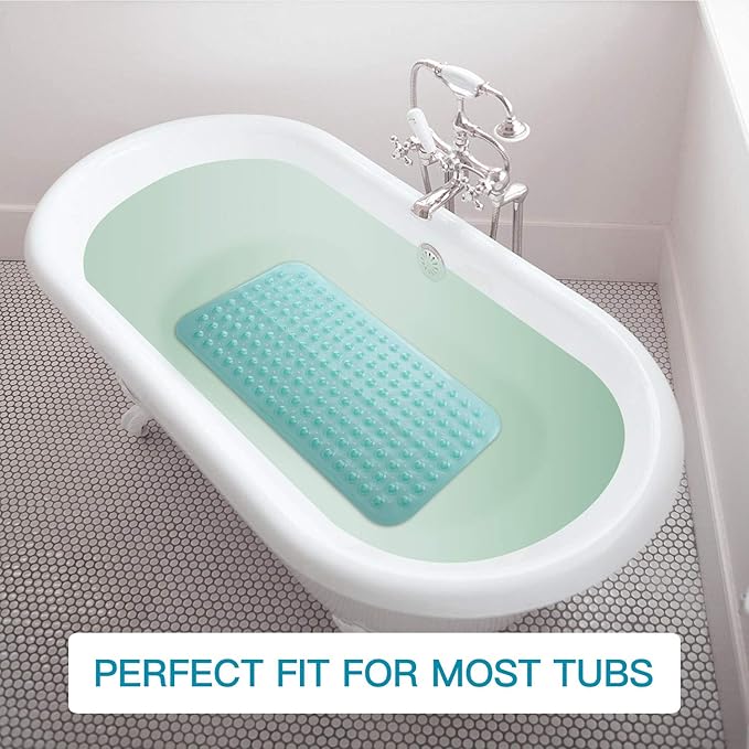 YINENN Bath Tub Shower Stall Mats 31x15.5 Inch Non-Slip and Latex Free, Bathtub Mat with Suction Cups, Machine Washable Bathroom Mats with Drain Holes (Green) - Image 7