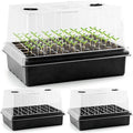 Heavy Duty Seed Starter Trays with 5'' Tall Humidity Domes & 2.75'' Deep Cells – 3-Pack (162 Cells Total) Reusable Plant Germination Kit, Durable Plastic Seedling Trays for Herbs, Vegetables by RooTrimmer