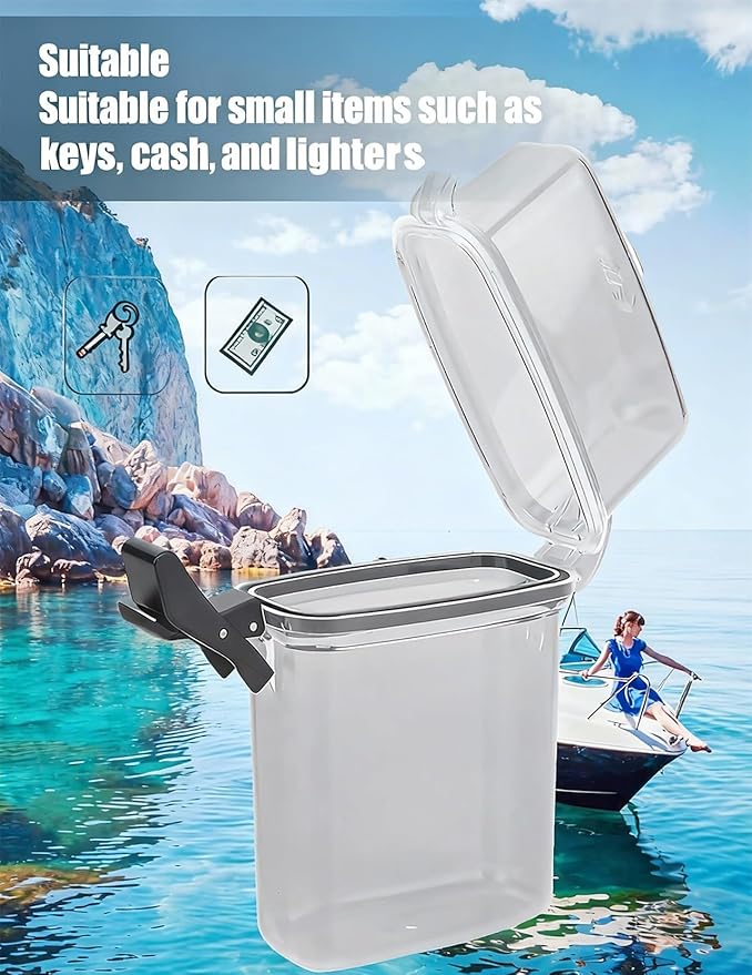 Waterproof Floating Dry Box for Kayaking Transparent Watertight Case with Carabiner Hook Small Dry Box for Keys & Essentials (Grey) - Image 5