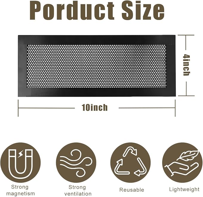 Magnetic Vent Covers Screen 4 Pack - 4x10 Inch Air Vent Filters with Durable PVC Frame, Washable Mesh Screen for Home HVAC, Floor Registers & Vents - Secure Fit, Easy Installation - Image 2