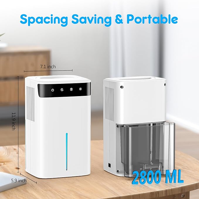 DEVERSE Max 5 Pints Smart Dehumidifier for Home/Bedroom/Basement, 600 Sq.Ft Coverage, with Drain Hose, Smart Humidity Control & Large Tank - Image 2